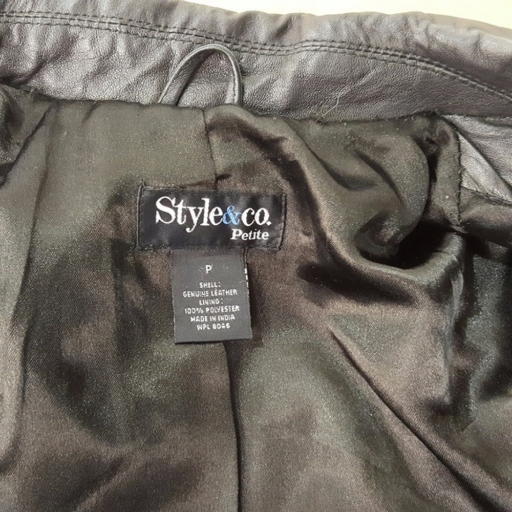 Style & Co. Petite Black Leather Jacket - Picture 4 of 5